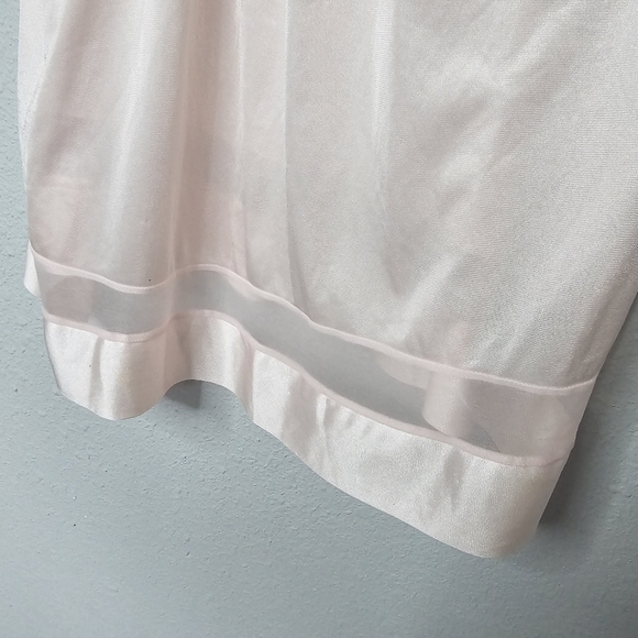 Vtg Sears Light Pink Slip Top Womens Small 8/10 Nighty Mesh Floral Embroidered - Picture 4 of 10